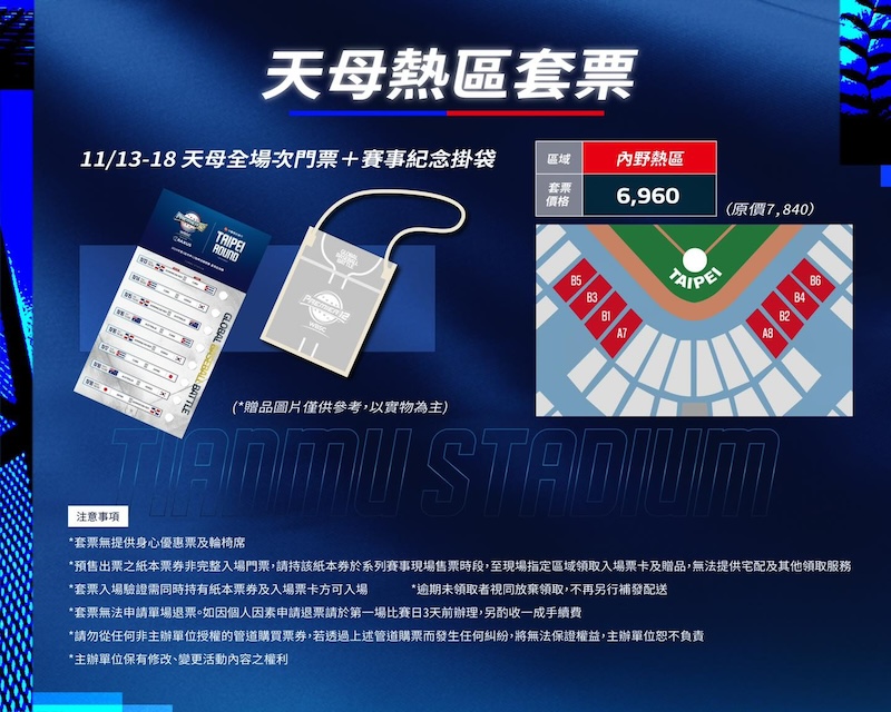 棒球12強台北天母棒球場限量套票
