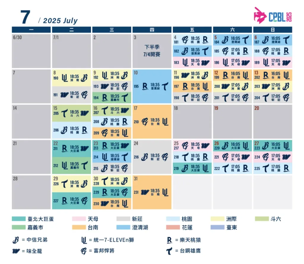 中職36年7月賽程表第三個週末尚未安排賽事，被預期是用來舉辦明星賽
