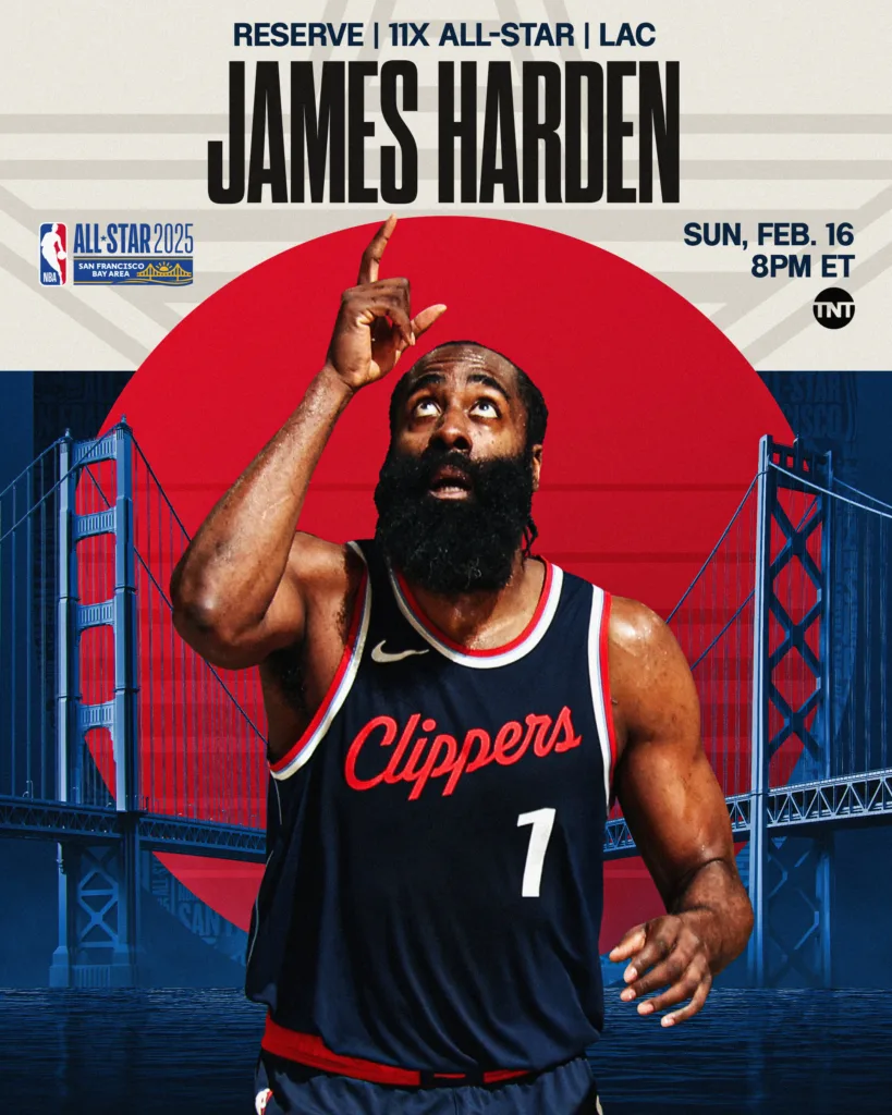 2025 NBA明星賽預備球員名單出爐:東西區明星之爭即將開打 6 JAMES HARDEN